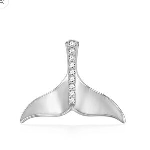 Na Hoku 14k white gold whale tale pendant